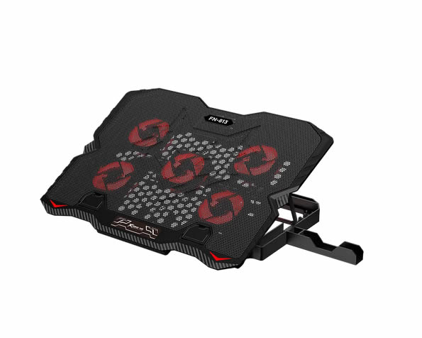 Base de enfriamiento Xtrike Me FN-813 para laptop, 5 ventiladores, soporte para celular