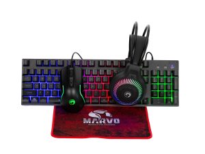 Combo teclado, mouse, padmouse, headphone GAMER 4 EN 1 MARVO LOOT40 SP RGB