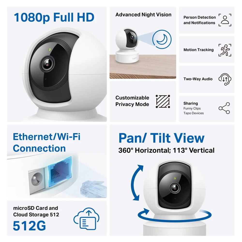 Cámara de vigilancia Smart TP-Link Tapo C202 360° FHD + Visión Nocturna 1080p Full HD - Imagen 2
