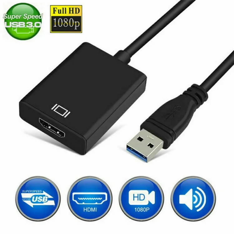 Cable adaptador USB  a HDMI para PC Laptop Proyector HDTV LCD