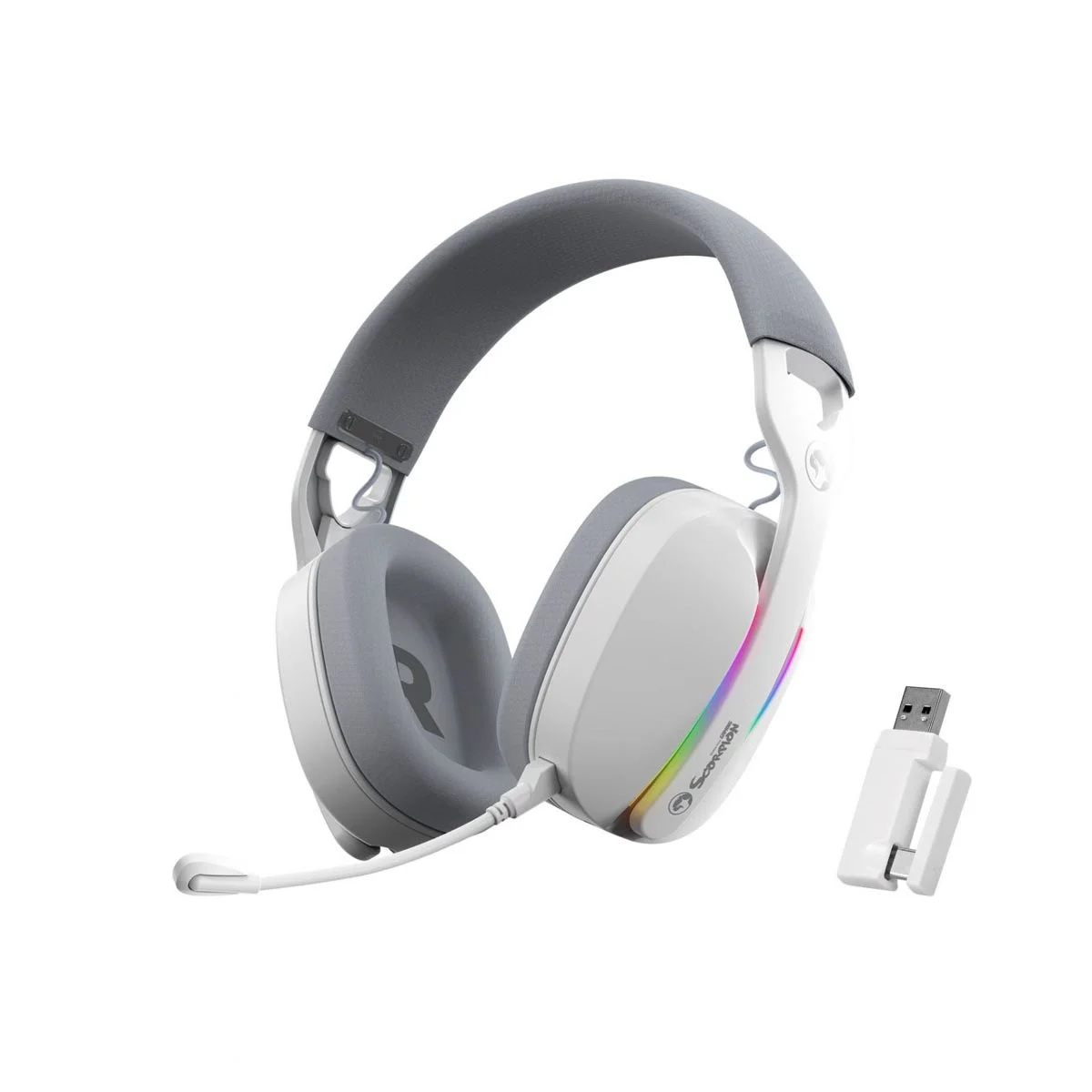 Audífonos Gamer Inalámbricos MARVO Pulz 70W WH RGB | Bluetooth 5.3 | 2.4G | USB-C